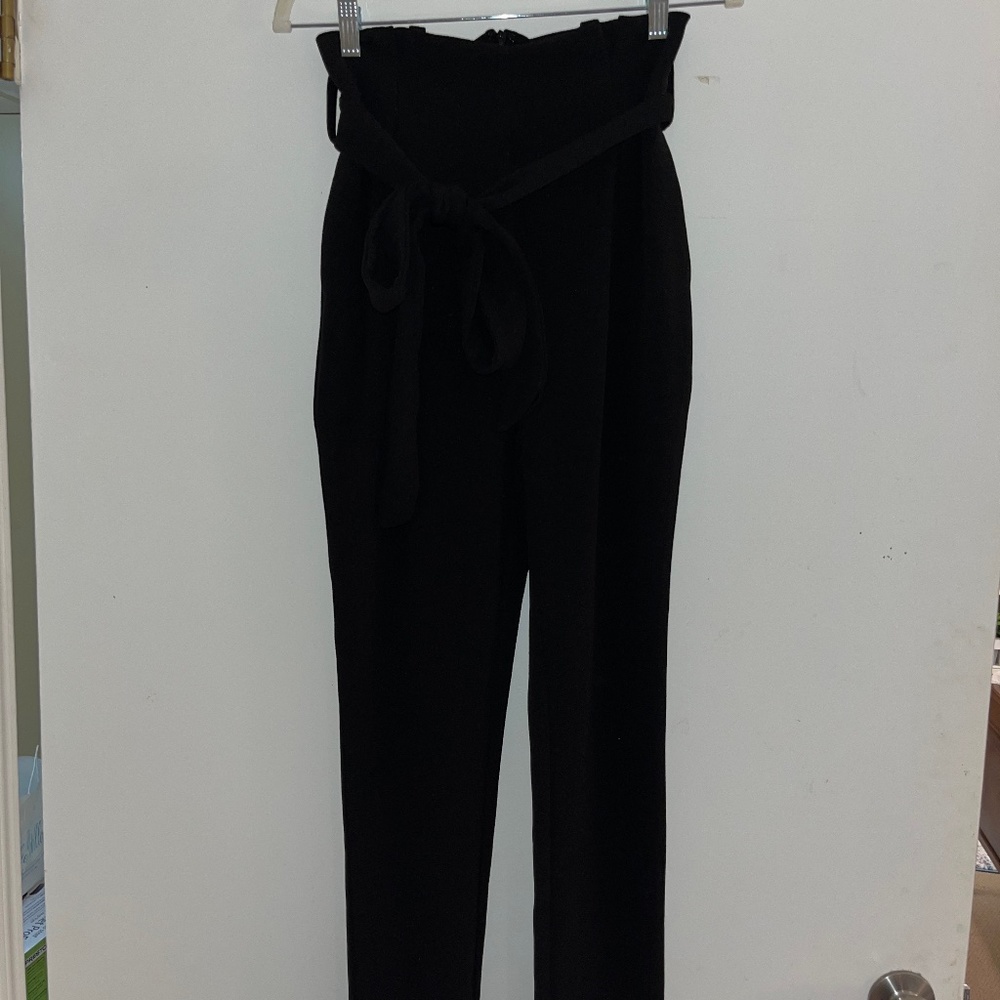 Trash bag Waist Work Pants Black Shein